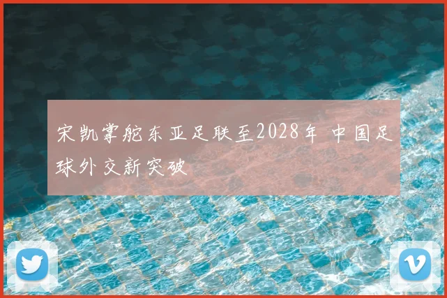 宋凯掌舵东亚足联至2028年 中国足球外交新突破